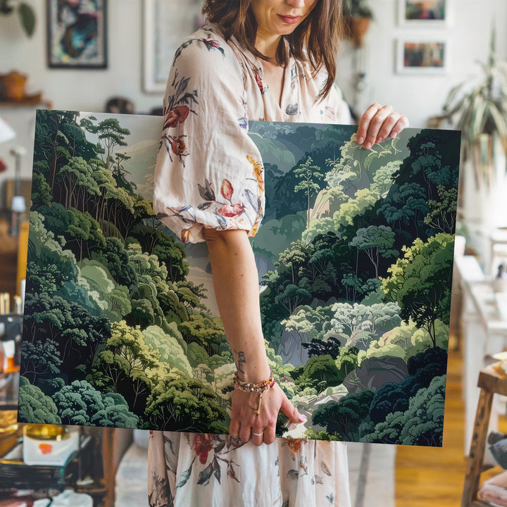 Endless Forest Canopy Canvas – Stylized Aerial Nature Wall Art - Gifitto