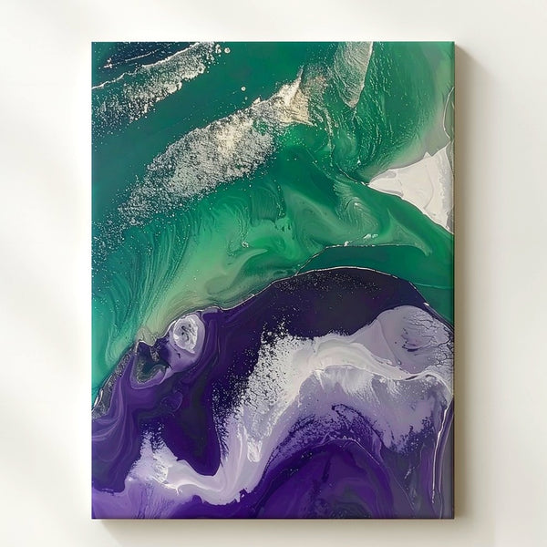 Abstract Acrylic Pour Canvas – Fluid Water & Stone Art