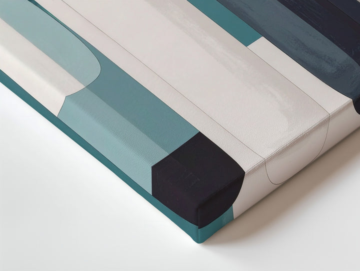 Abstract Vertical Capsule Canvas – Minimalist Organic Forms in Teal & Gray - Gifitto