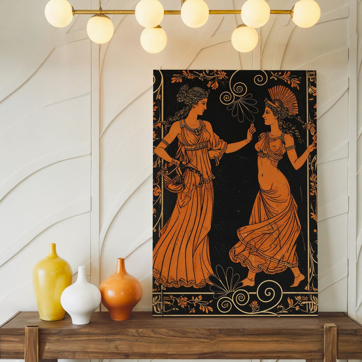 Greek Red-Figure Dancing Women Canvas – Classical Celebration Wall Art - Gifitto