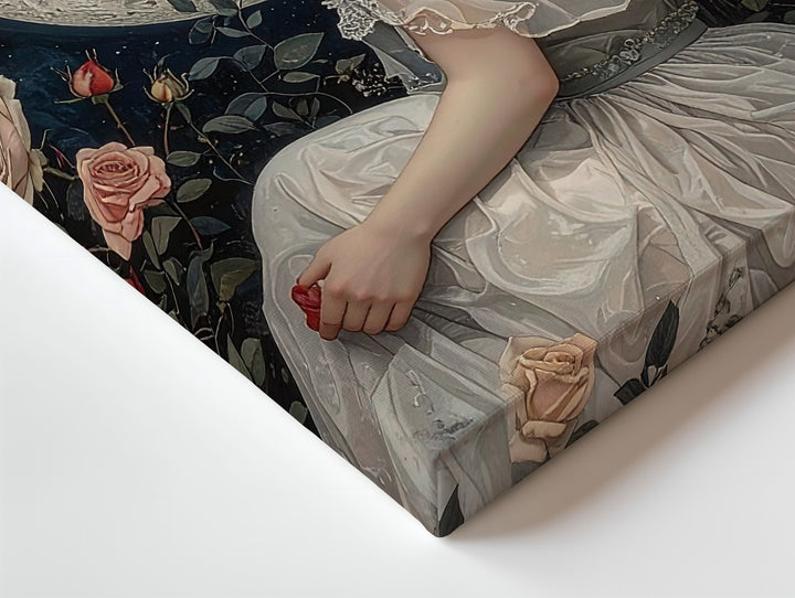 Moonlit Rose Garden Canvas – Romantic Fantasy Woman Portrait - Gifitto