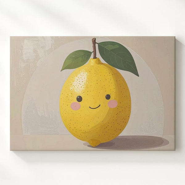 Cheerful Lemon Character Canvas – Playful Kitchen & Nursery Wall Art - Gifitto