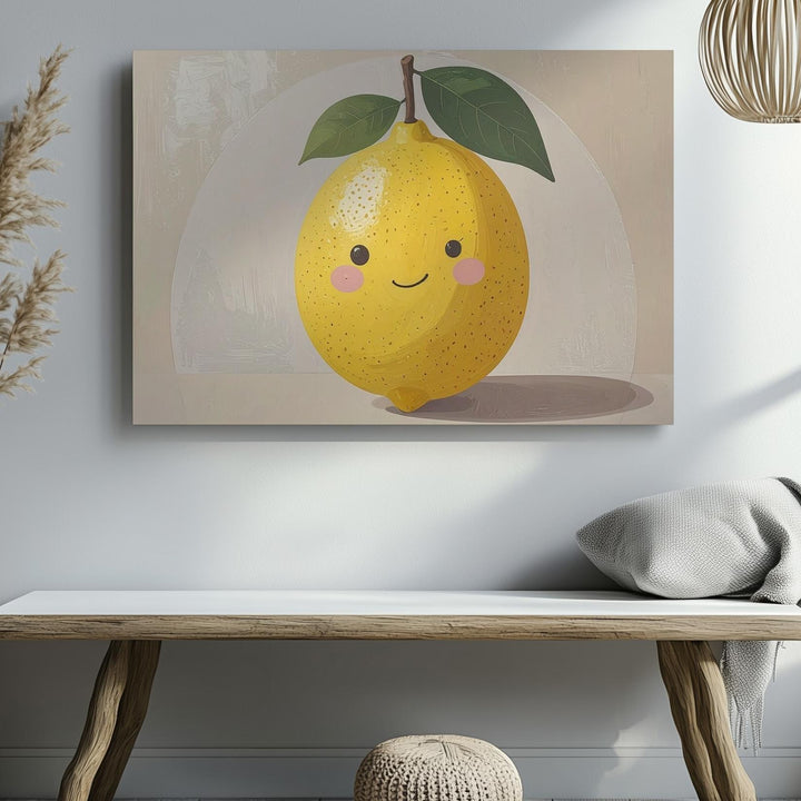 Cheerful Lemon Character Canvas – Playful Kitchen & Nursery Wall Art - Gifitto