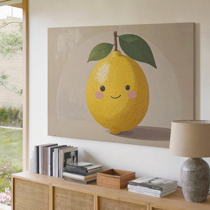 Cheerful Lemon Character Canvas – Playful Kitchen & Nursery Wall Art - Gifitto