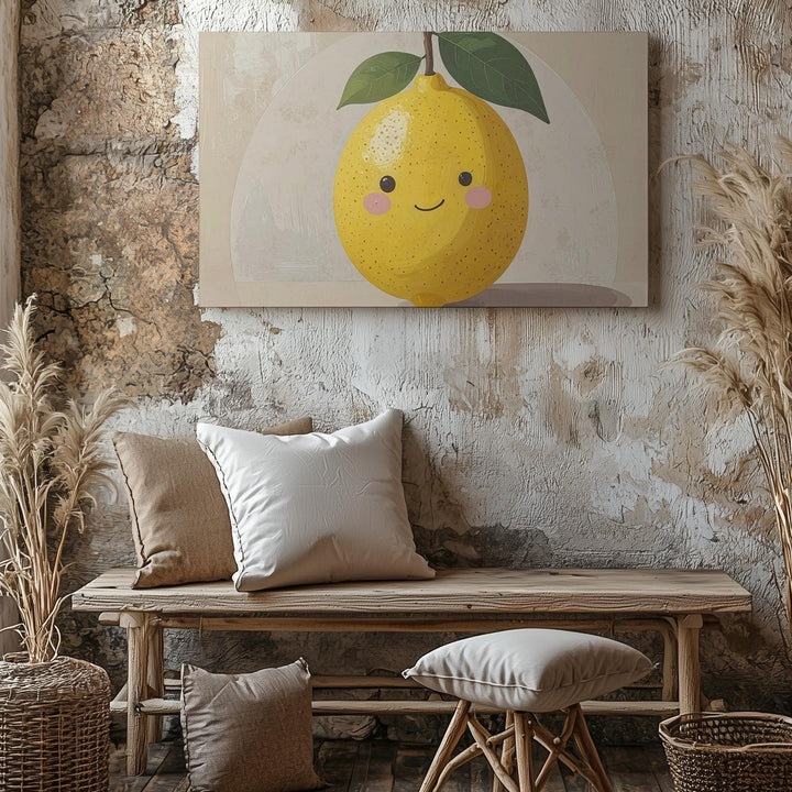 Cheerful Lemon Character Canvas – Playful Kitchen & Nursery Wall Art - Gifitto
