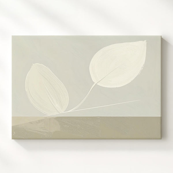 Pure Form Abstract Canvas – Minimalist White Shapes on Beige Background - Gifitto