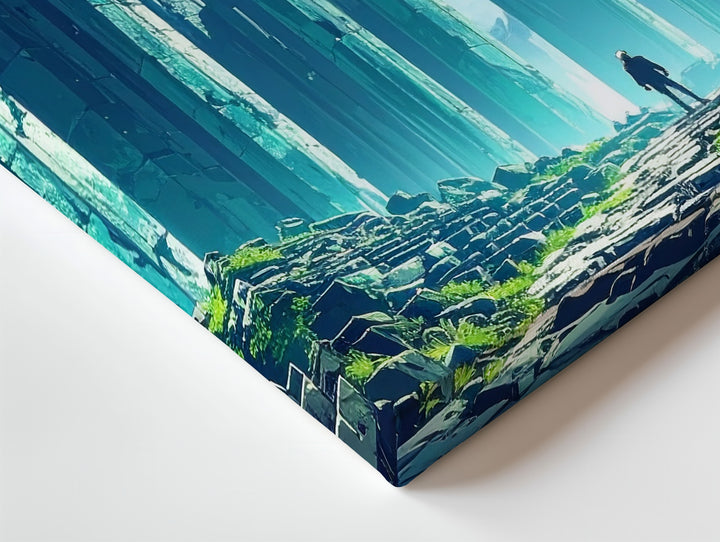 Ancient Columns Under Auroras Canvas – Mystical Ruins Fantasy Wall Art - Gifitto