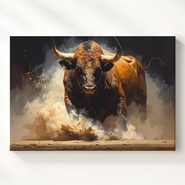 Charging Bull Power Canvas – Majestic Animal Strength Wall Art - Gifitto