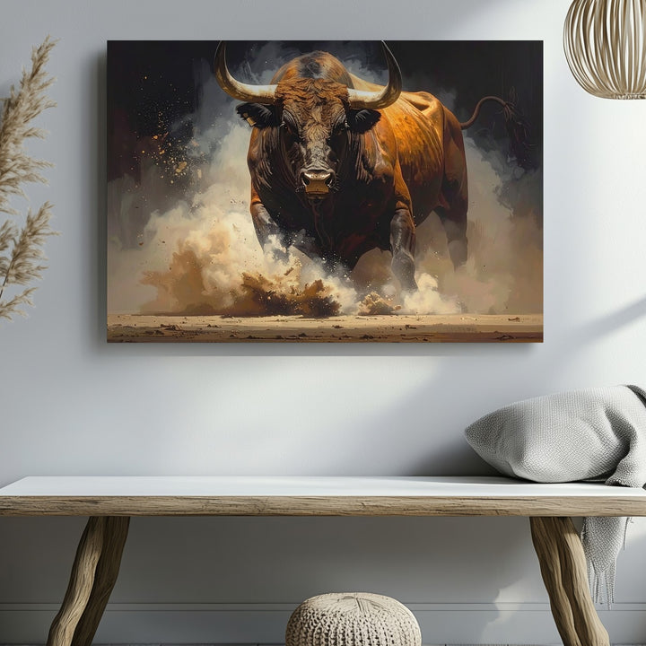 Charging Bull Power Canvas – Majestic Animal Strength Wall Art - Gifitto
