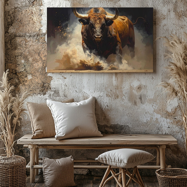 Charging Bull Power Canvas – Majestic Animal Strength Wall Art - Gifitto