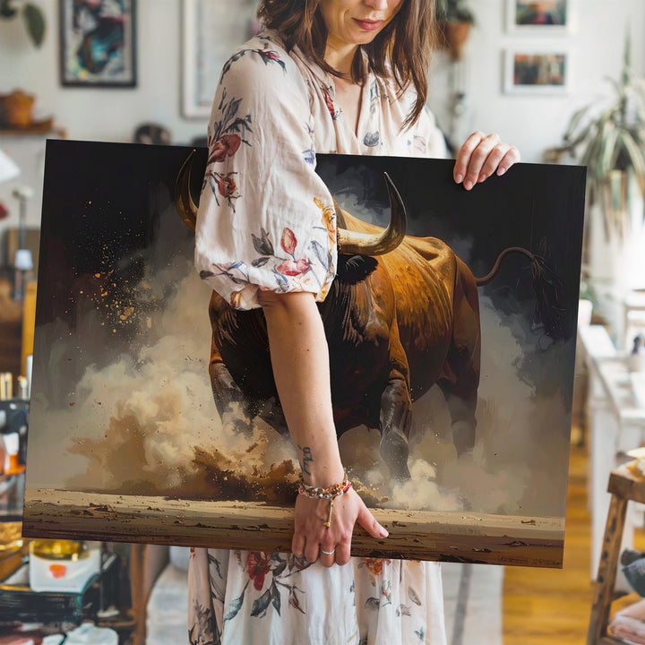 Charging Bull Power Canvas – Majestic Animal Strength Wall Art - Gifitto