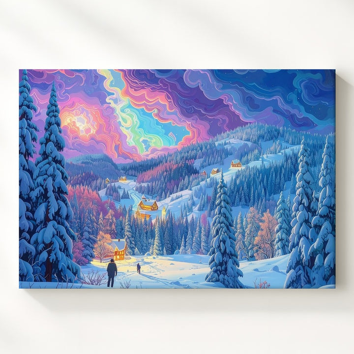 Dreamfire Winter Canvas – Surreal Fantasy Landscape with Glowing Sky - Gifitto