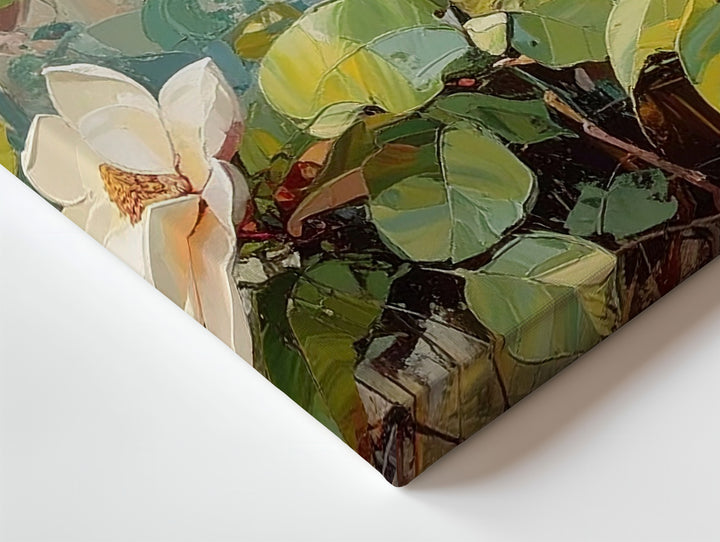 Morning Magnolia Garden Canvas – Abstract Floral Wall Art in Soft Peach Tones - Gifitto