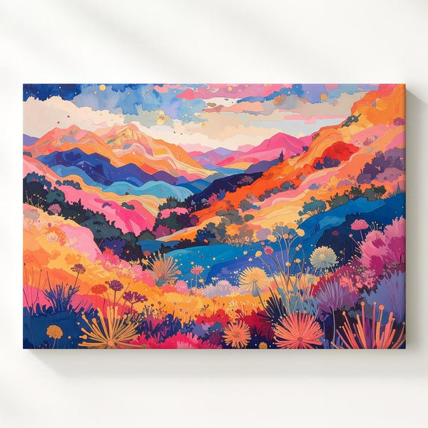 Dreamscape Flora Canvas – Abstract Colorful Landscape with Flowing Nature Forms - Gifitto