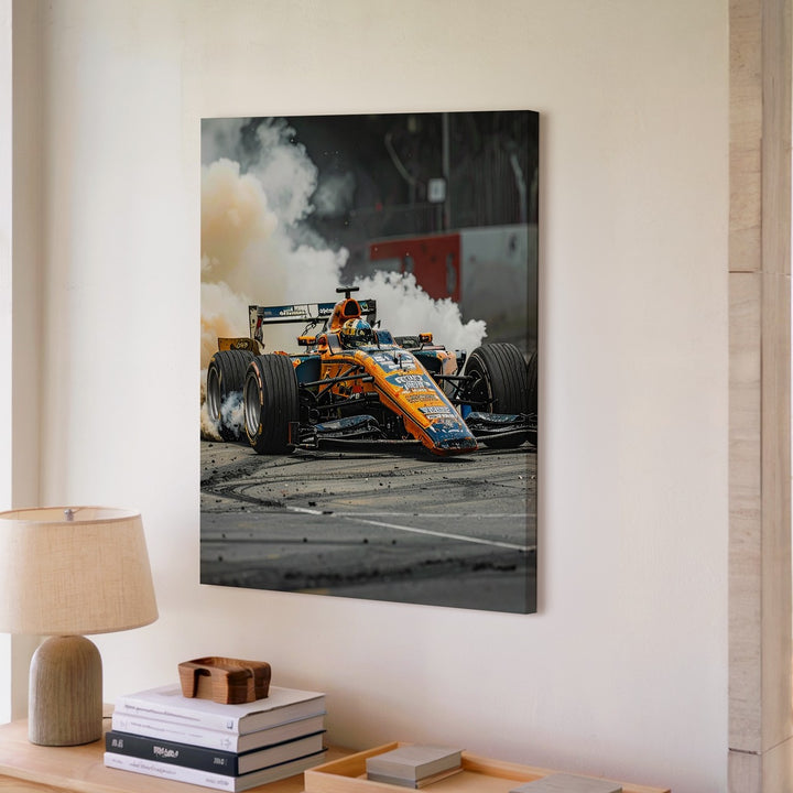McLaren F1 Papaya Orange Canvas – High-Speed Racing Motion Wall Art - Gifitto