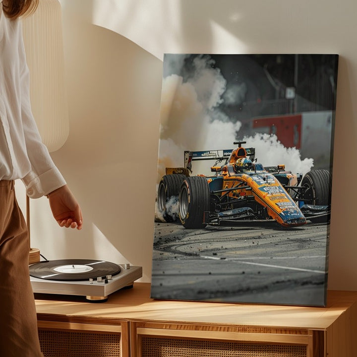 McLaren F1 Papaya Orange Canvas – High-Speed Racing Motion Wall Art - Gifitto