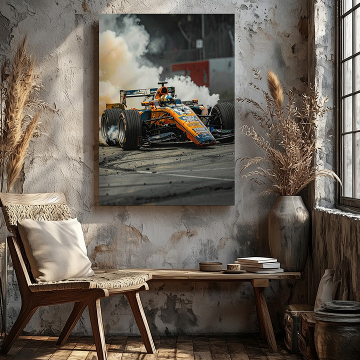 McLaren F1 Papaya Orange Canvas – High-Speed Racing Motion Wall Art - Gifitto