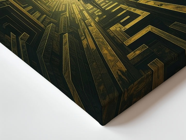 Futuristic Maze Canvas – Space Suit Figure in Glowing Labyrinth of Technology - Gifitto