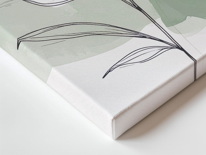 Rose Stem Canvas – Minimalist Black Line Art with Watercolor Accents - Gifitto