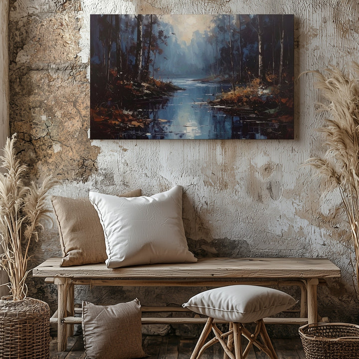 Tranquil Forest Reflection Canvas – Misty Waters and Quiet Trees - Gifitto