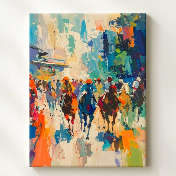 Race Day Thrills Canvas – Vibrant Horse Racing Action Art - Gifitto
