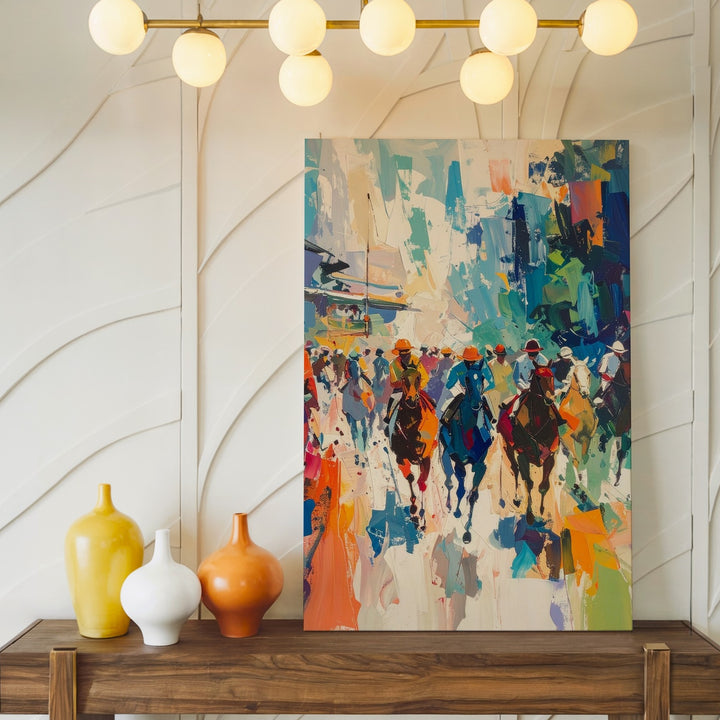 Race Day Thrills Canvas – Vibrant Horse Racing Action Art - Gifitto