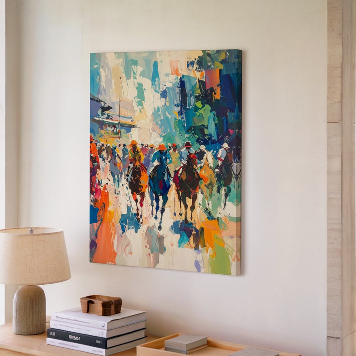 Race Day Thrills Canvas – Vibrant Horse Racing Action Art - Gifitto