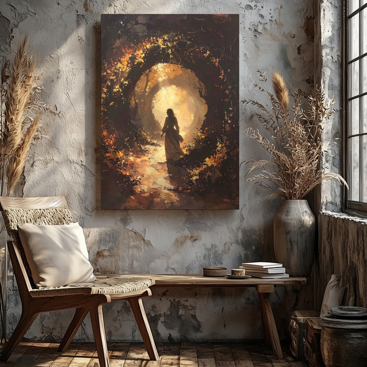 Autumn Enchantment Canvas – Mystical Forest Passage Fantasy Art - Gifitto