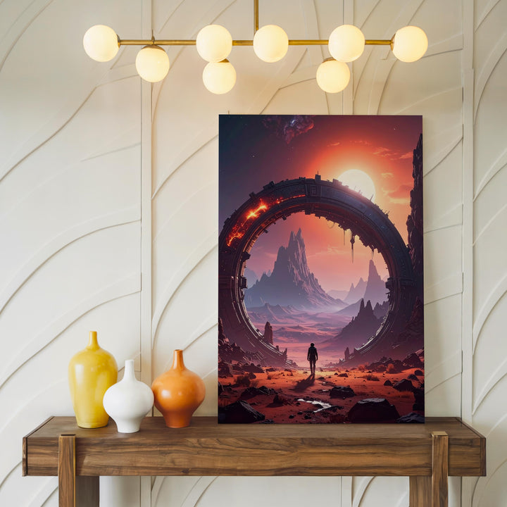 Mystical Portal Canvas – Towering Gateway in Fiery Desert Landscape - Gifitto