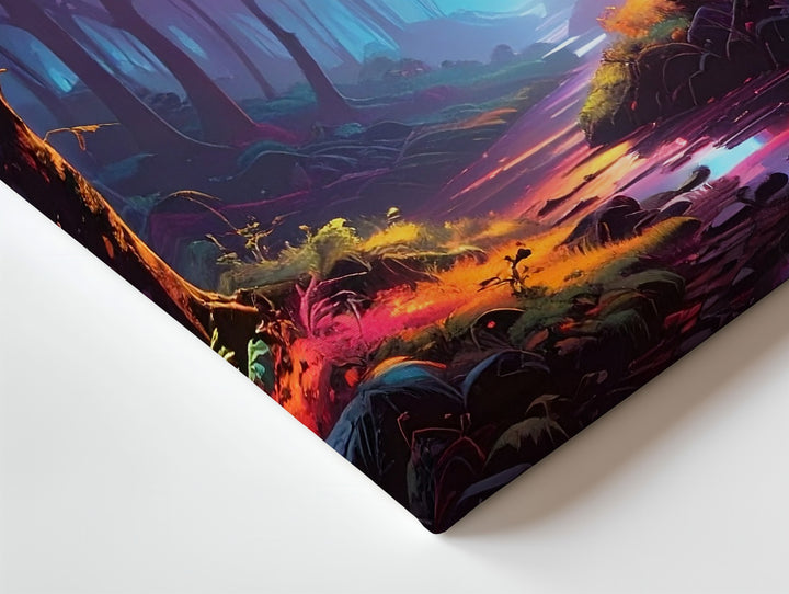 Magical Neon Forest Canvas – Vibrant Fantasy Path and Glowing Trees - Gifitto
