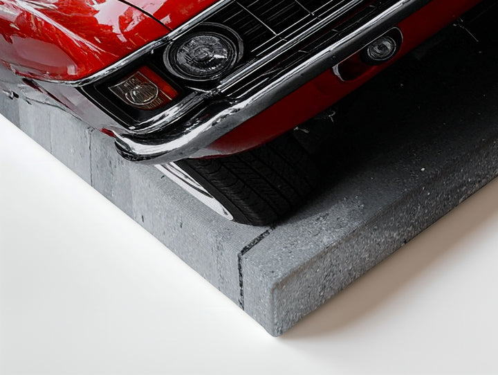 Red Ford Mustang Front View Canvas – Classic Muscle Car Urban Reflection Wall Art - Gifitto