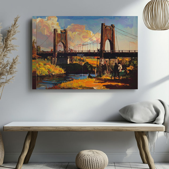 Impressionist Bridge Canvas – Rustic Bridge Scene with Expressive Brushstrokes - Gifitto