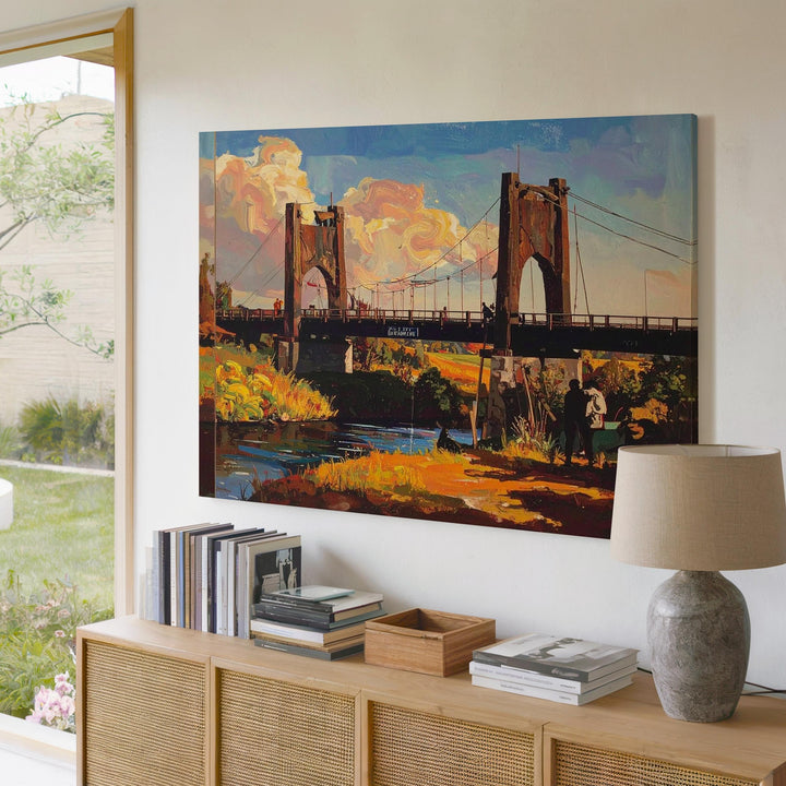Impressionist Bridge Canvas – Rustic Bridge Scene with Expressive Brushstrokes - Gifitto