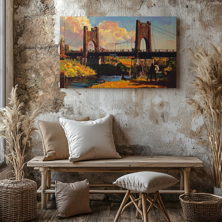 Impressionist Bridge Canvas – Rustic Bridge Scene with Expressive Brushstrokes - Gifitto