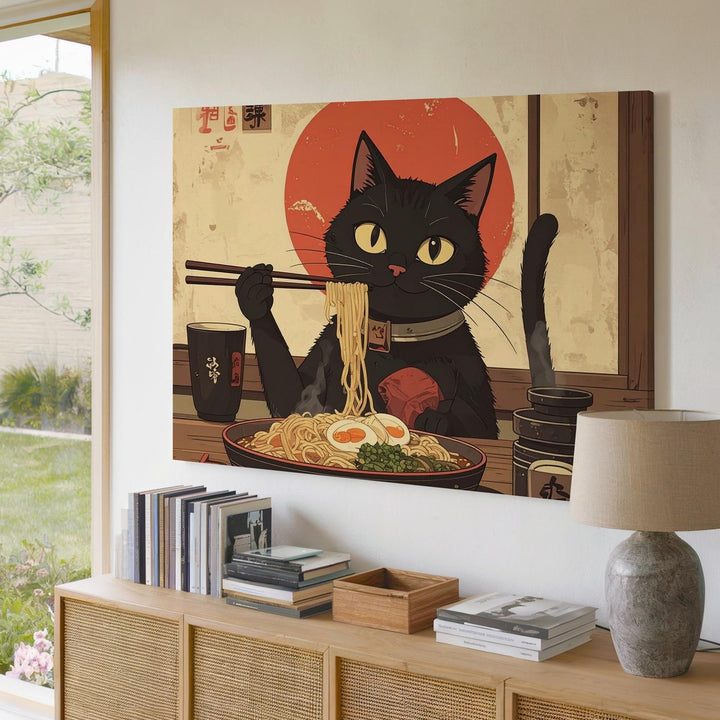 Ramen Cat Canvas – Vintage Japanese Poster-Style Wall Art - Gifitto