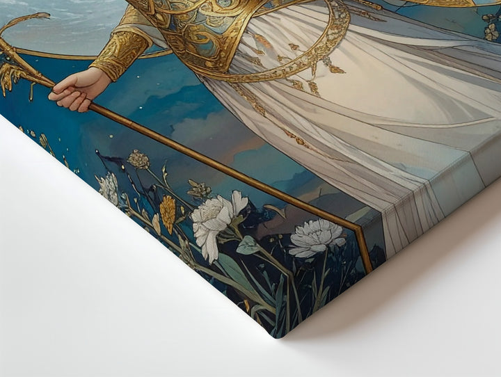 Moonlit Wisdom Canvas – Art Nouveau Goddess with Owl Wall Art - Gifitto