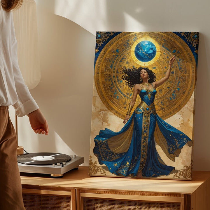 Celestial Goddess Canvas – Cosmic Power and Divine Femininity Art - Gifitto