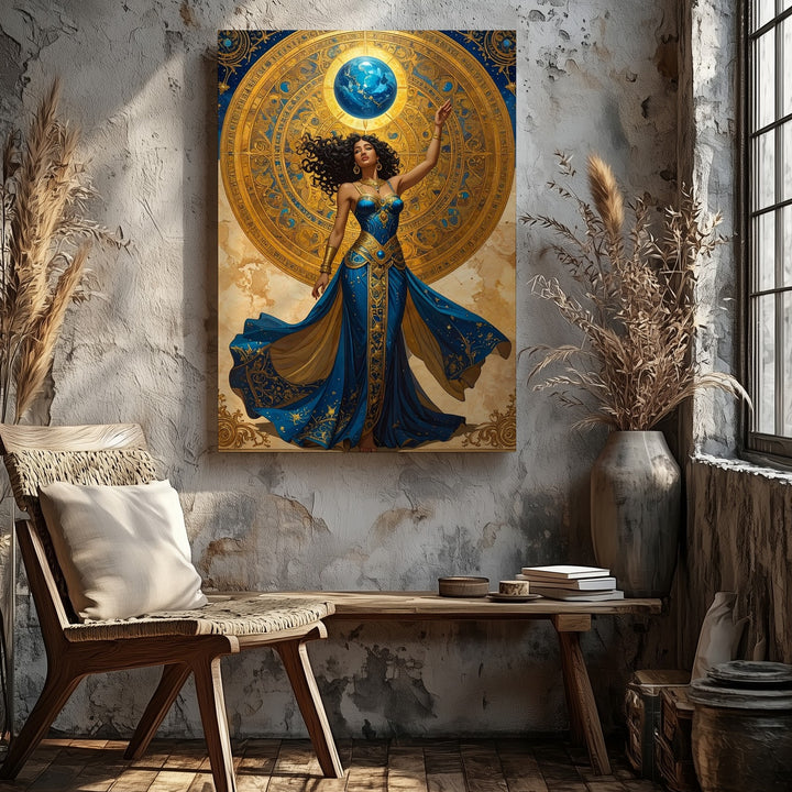 Celestial Goddess Canvas – Cosmic Power and Divine Femininity Art - Gifitto