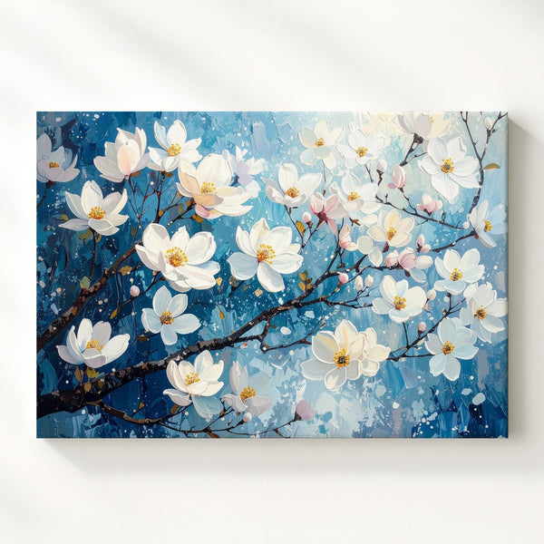 Cherry Blossom Canvas – Serene Floral Painting with Soft Watercolor Background - Gifitto