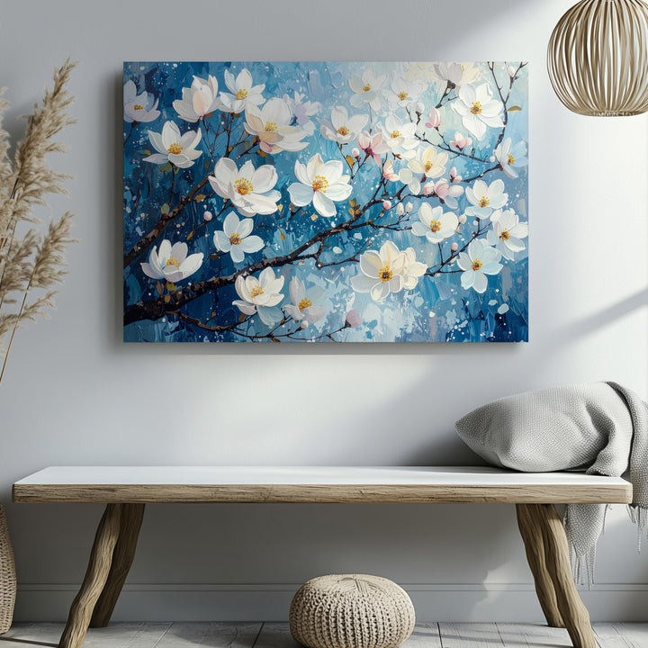 Cherry Blossom Canvas – Serene Floral Painting with Soft Watercolor Background - Gifitto