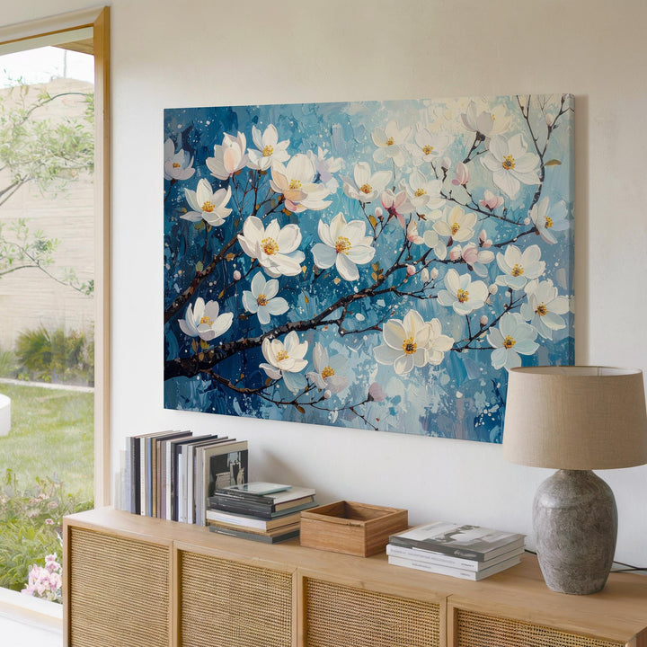 Cherry Blossom Canvas – Serene Floral Painting with Soft Watercolor Background - Gifitto