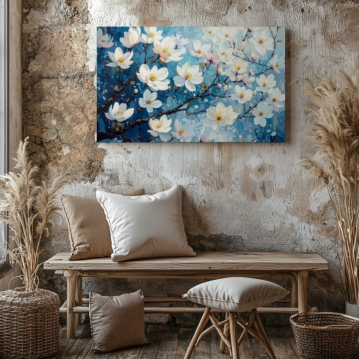 Cherry Blossom Canvas – Serene Floral Painting with Soft Watercolor Background - Gifitto