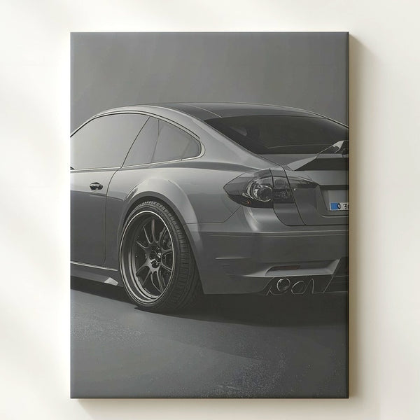 Matte Grey Porsche 911 Restomod Canvas – Sleek Rear Angle Tuner Car Wall Art - Gifitto