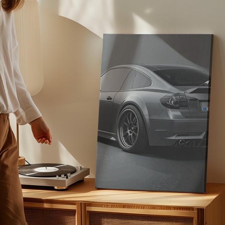 Matte Grey Porsche 911 Restomod Canvas – Sleek Rear Angle Tuner Car Wall Art - Gifitto