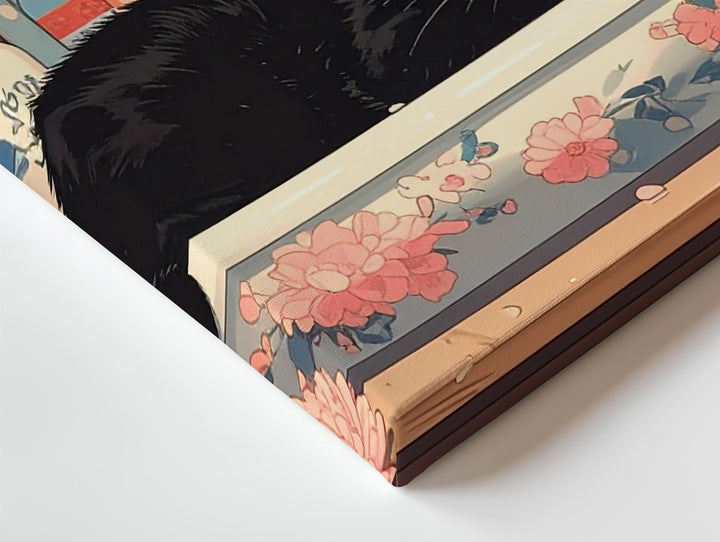 Chrysanthemum Sink Cat Canvas – Vintage Japanese Floral Home Art - Gifitto