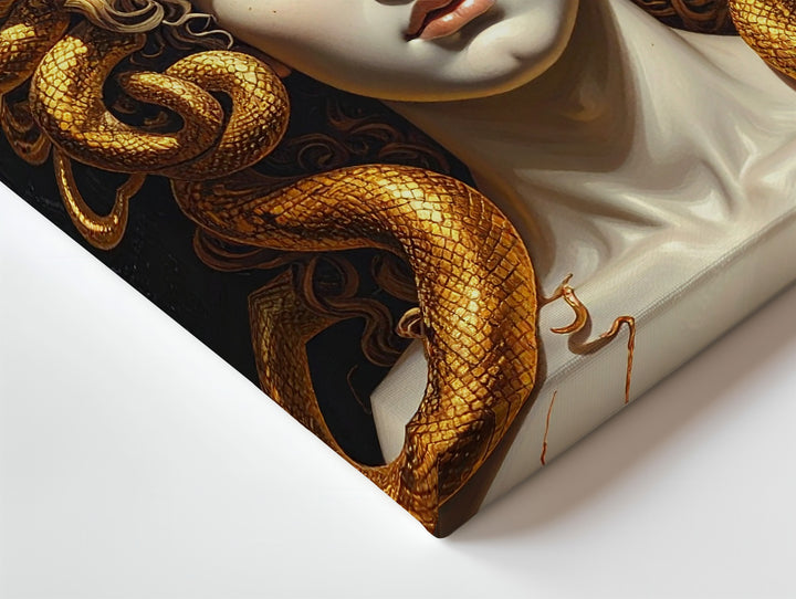 Serene Medusa Portrait Canvas – Mythic Gorgon with Golden Serpent Crown - Gifitto