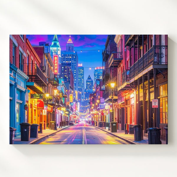 Bourbon Street Night Canvas – Neon French Quarter Wall Art - Gifitto