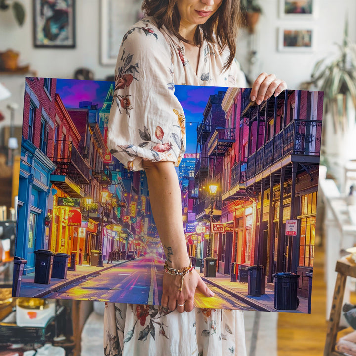 Bourbon Street Night Canvas – Neon French Quarter Wall Art - Gifitto