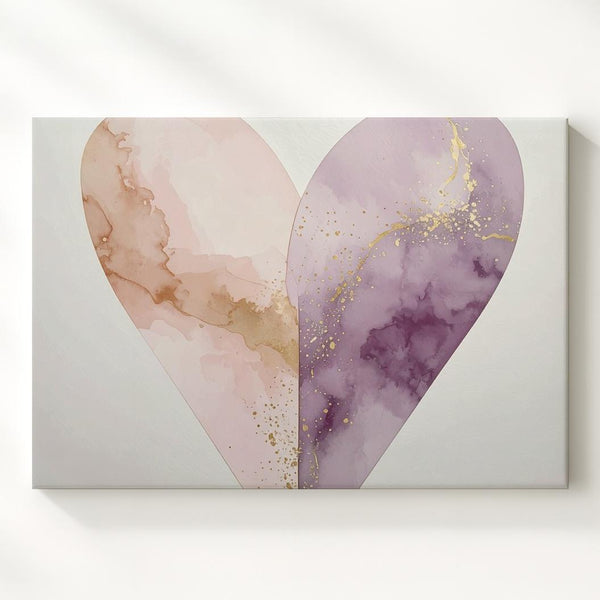 Elegant Heart Canvas – Minimalist Watercolor Art in Beige and Mauve - Gifitto