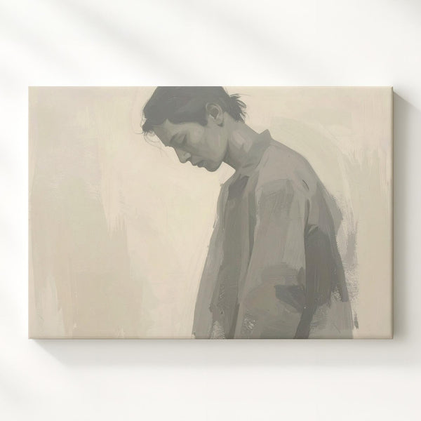 Ethereal Grayscale Figure Canvas – Minimalist Emotional Portrait Art - Gifitto